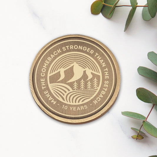 Comeback Mountains - Sobriety Coin: Custom Sobriety Token, Personalised Milestone, AA Chip, Sober Gift, EDC Recovery Reminder Sober Keepsake