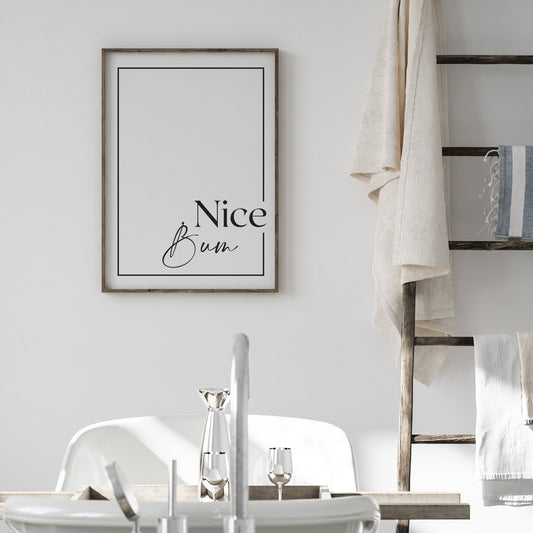 Nice Bum Line Design Poster: Unique Bathroom Print, Toilet Poster, Bathroom Wall Art, Toilet Bathroom Poster, Home Decor