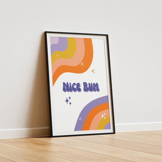 Nice Bum Colour Design Poster: Unique Bathroom Print, Toilet Poster, Bathroom Wall Art, Toilet Bathroom Poster, Home Decor