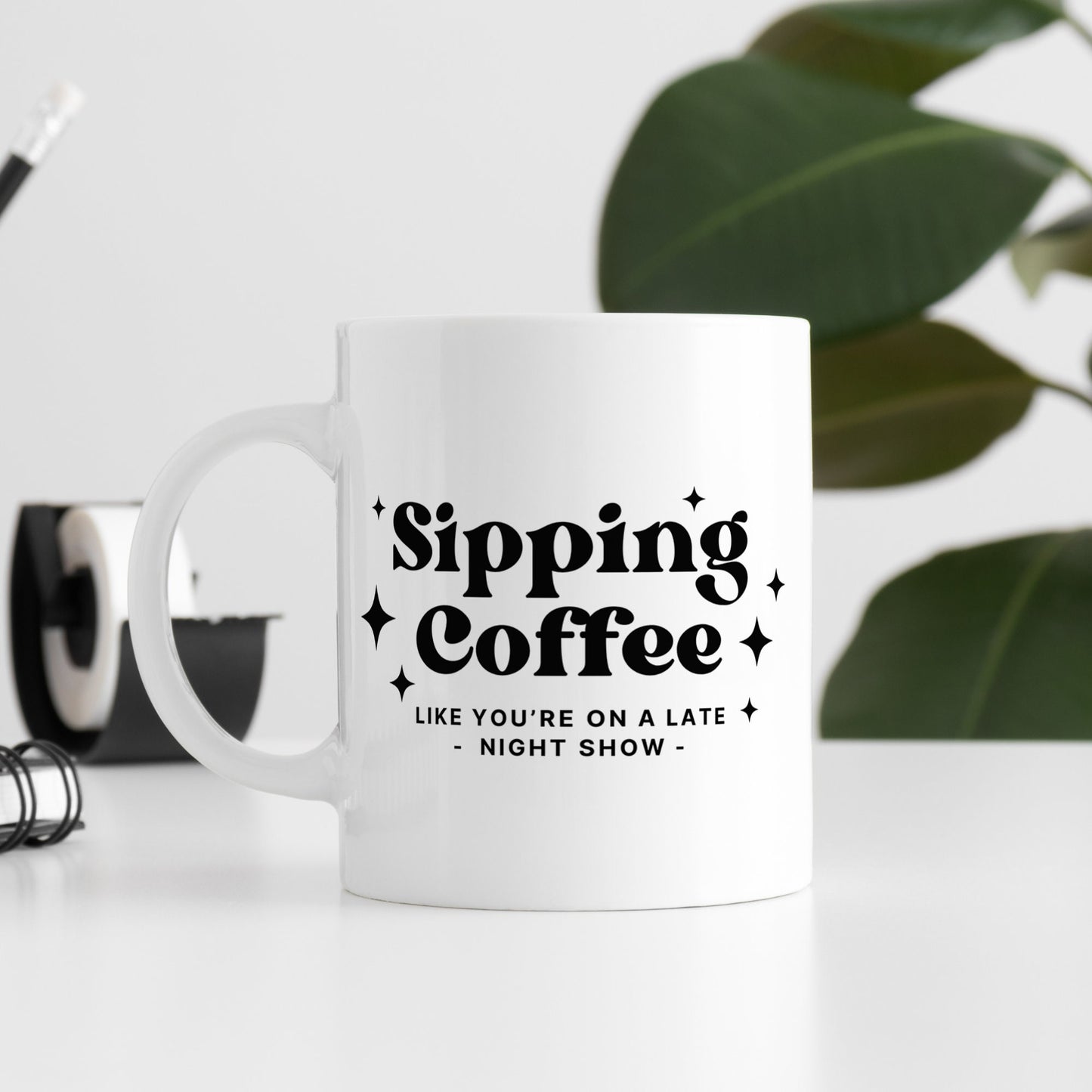 Sipping Coffee - Classic & Stars Mug: Lyric-Inspired Mug, For Music Lover, coffee Gift, Song Quote, Pop Culture Gift, Small Gift Idea