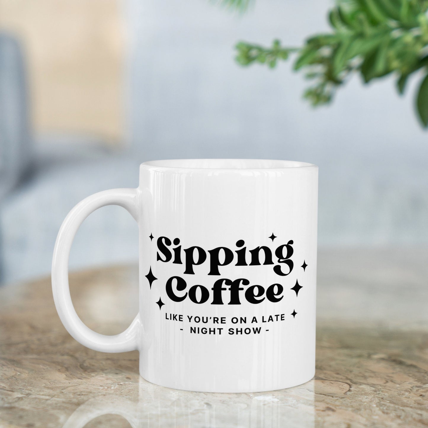 Sipping Coffee - Classic & Stars Mug: Lyric-Inspired Mug, For Music Lover, coffee Gift, Song Quote, Pop Culture Gift, Small Gift Idea