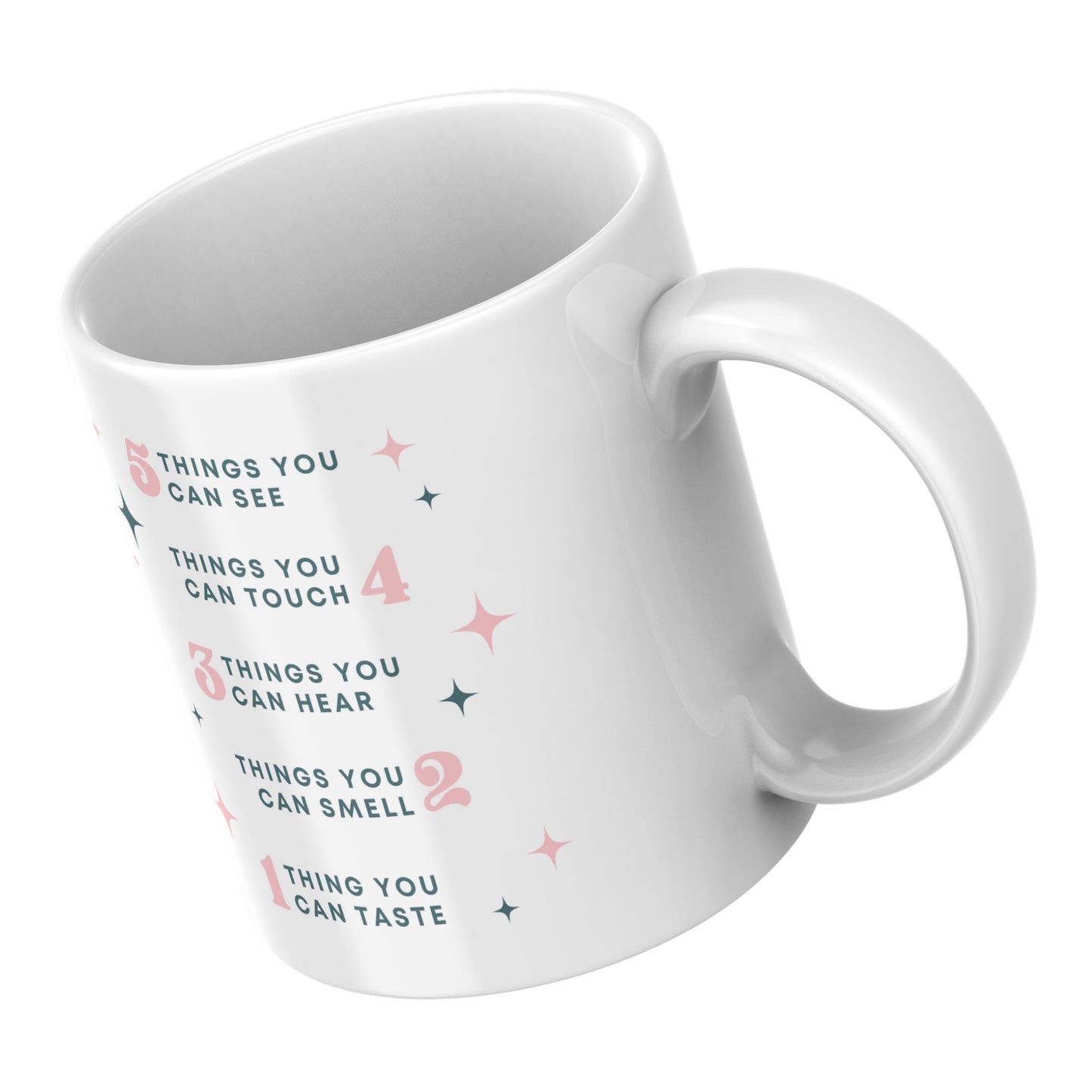 Anxie-tea Mug - Retro Blue: Unique Anxiety Mug, Grounding Technique, Neurodivergent, Empowering Gift, Self Care Awareness, Mindful Gift