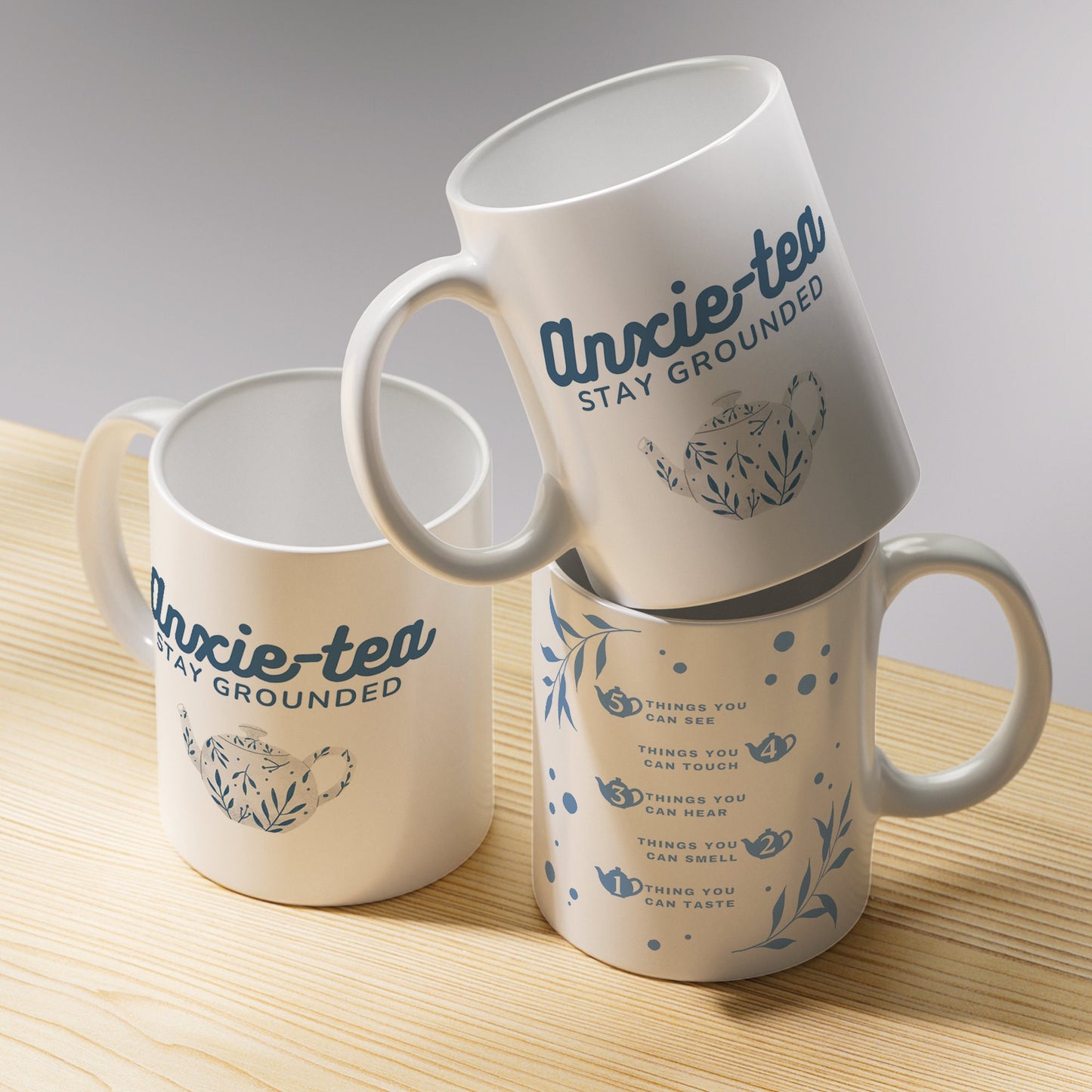 Anxie-tea Mug - Tea Pot: Unique Anxiety Mug, Grounding Technique, Neurodivergent, Empowering Gift, Self Care Awareness, Mindful Gift
