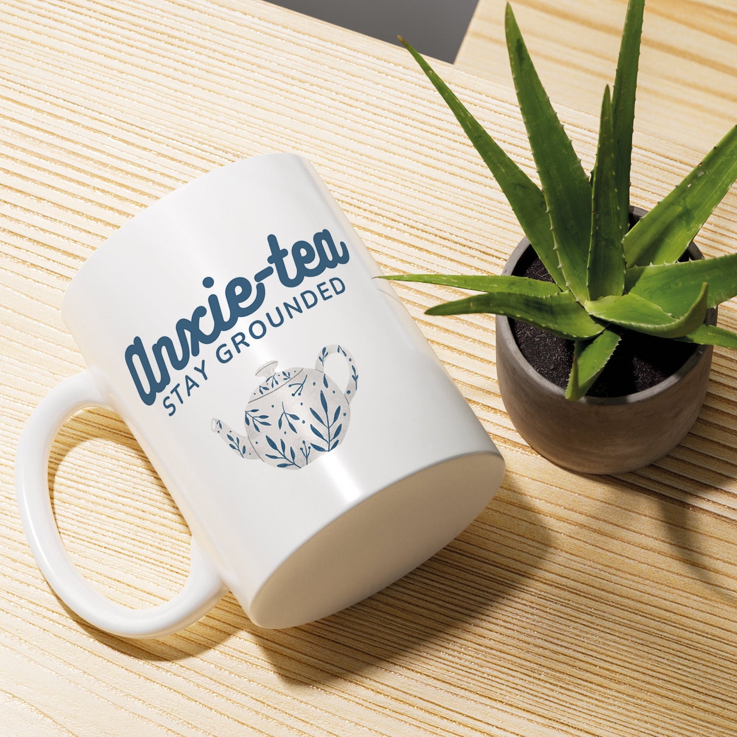 Anxie-tea Mug - Tea Pot: Unique Anxiety Mug, Grounding Technique, Neurodivergent, Empowering Gift, Self Care Awareness, Mindful Gift