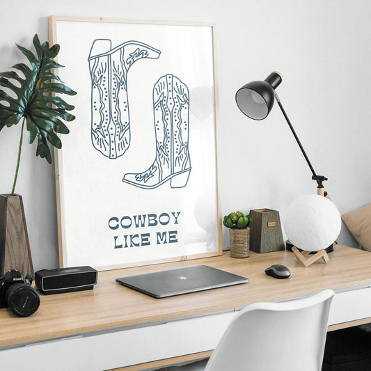 Cowboy Like Me - Boots Poster: Cute Song-Inspired Gloss Print, Quote Poster, Home Decor, Western Aesthetic, Unique Gift Idea For Music Lover