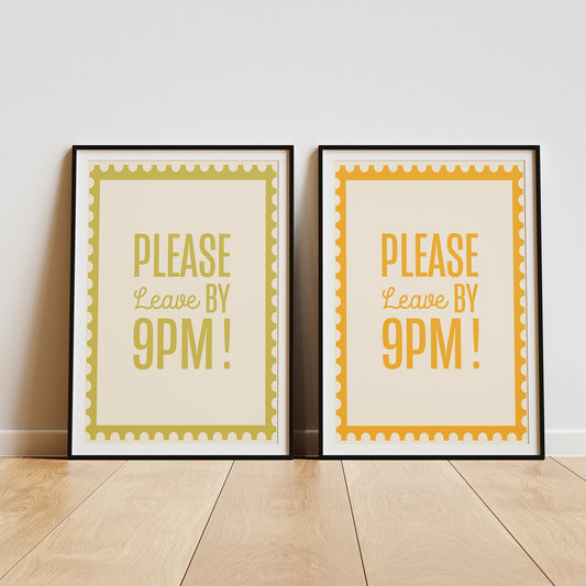 Please Leave By 9PM Retro Design, Wall Art, Posters For Home, Home Decor, Fun Poster, Hallway, Bedroom, Kitchen Poster