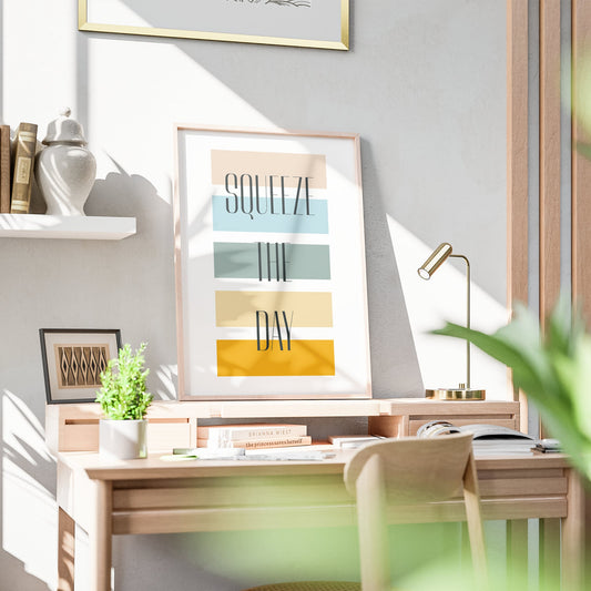 Squeeze The Day Colour Design Poster, Home Decor, Positivity Poster, Wall Art, Poster For Home, Summer Vibes, Fun Poster