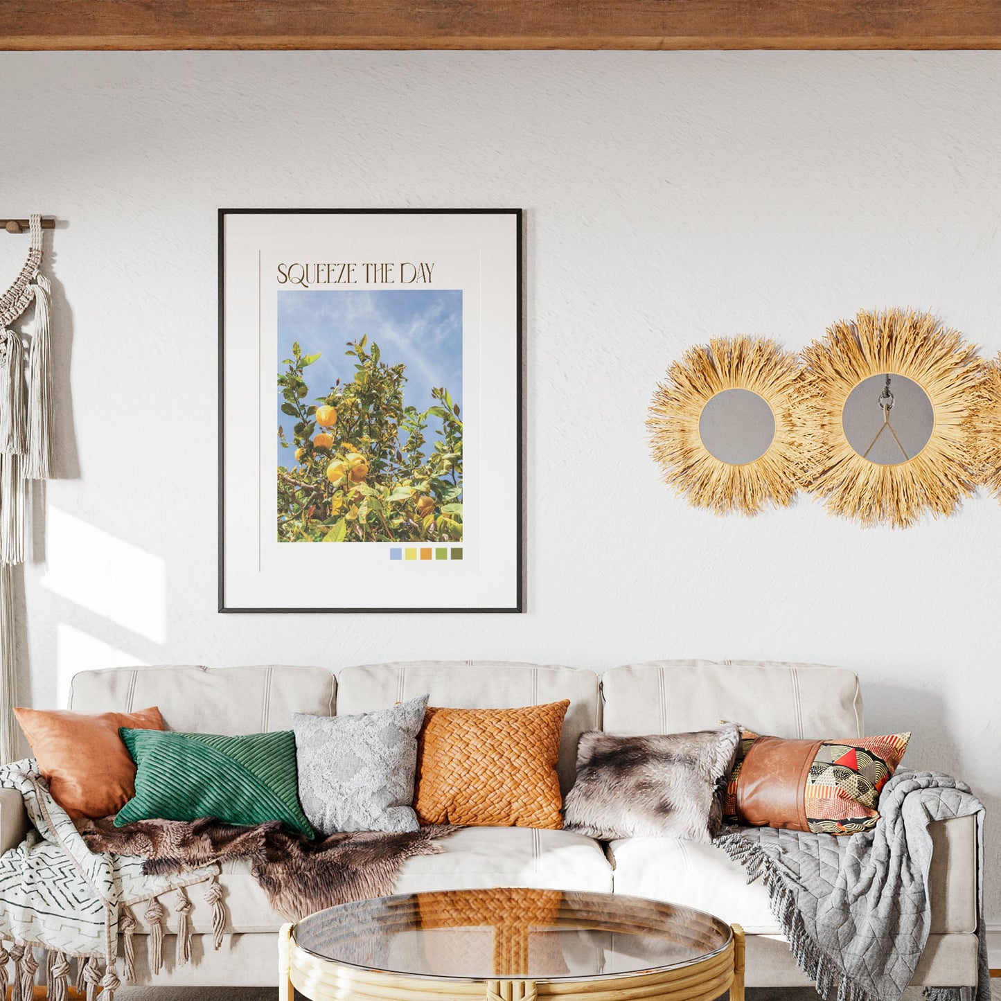 Squeeze The Day Picture Design Poster, Home Decor, Positivity Poster, Wall Art, Poster For Home, Summer Vibes, Fun Poster