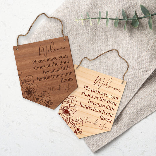 Please Leave Your Shoes At The Door Sign, Little Hands Live Here, Front Door Reminder, Keep House Clean Sign, Wooden Plaque, Front Door Sign