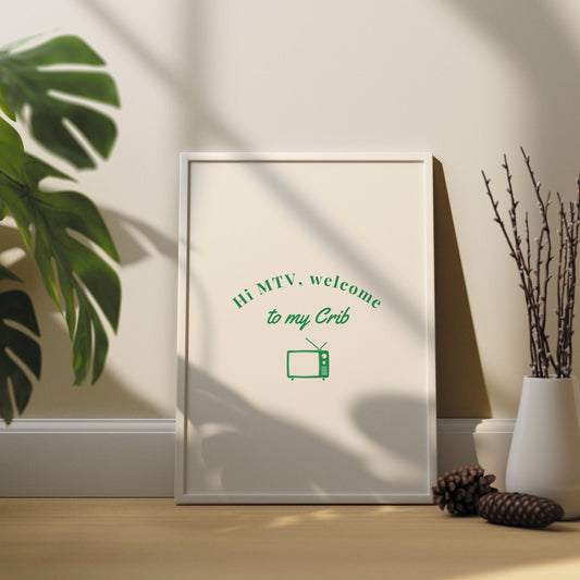 MTV Cribs - Minimal Green Print: Pop Culture Wall Art, Posters For Home, Home Decor, Fun Nostalgia Print,  Entryway, Urban Vibes, 90s Vibes