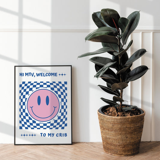 MTV Cribs - Smiley Face Print: Pop Culture Wall Art, Posters For Home, Home Decor, Fun Nostalgia Print,  Entryway, Urban Vibes, 90s Vibes