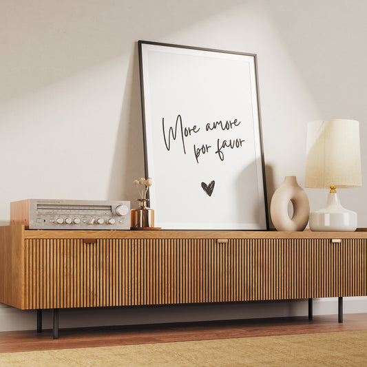 More Amore - Script Print: Wall Art, More Amor Por Favor Poster, Fun Home Decor, Positivity Print, Spread Love, Italian Quote