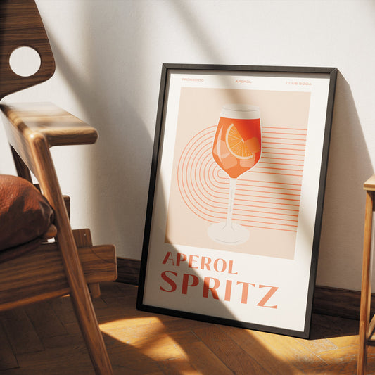 Bauhaus Cocktail - Aperol Spritz Cocktail Poster: Home Bar, Modern Home Decor, Cool Print, Kitchen Decor, Wall Art, Cocktail Lover Gift