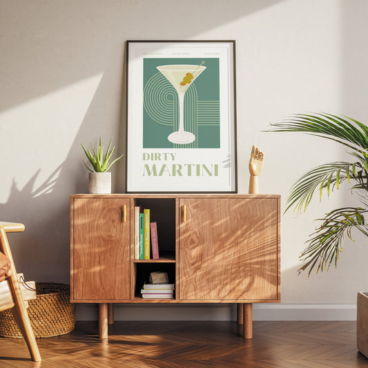 Bauhaus Cocktail - Martini Poster: Home Bar, Modern Home Decor, Cool Cocktail Print, Kitchen Decor, Wall Art, Cocktail Lover Gift