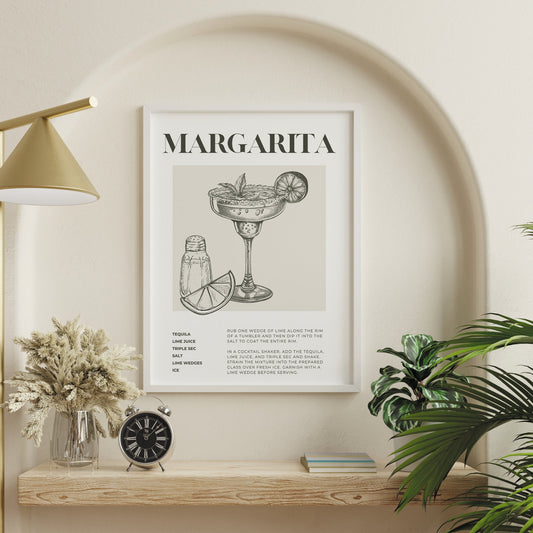 Cocktail Making - Margarita Poster: Home Bar, Modern Home Decor, Cool Cocktail Print, Kitchen Decor, Wall Art, Cocktail Lover Gift