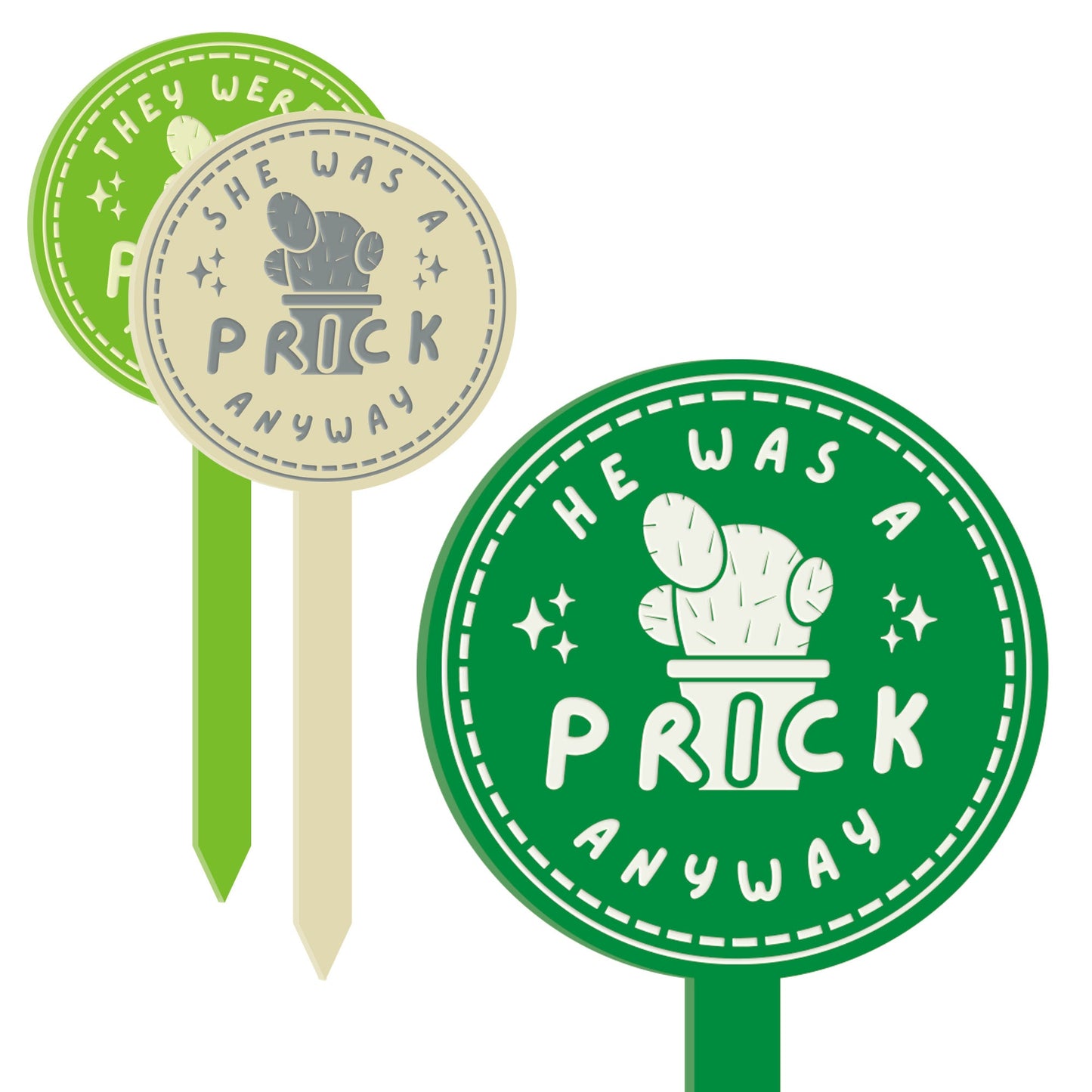Prick Anyway - Potted Cactus Plant Tag: Funny Breakup or Divorce Gift, Small Thoughtful Present, Plant Gift (3 Pronouns Available)