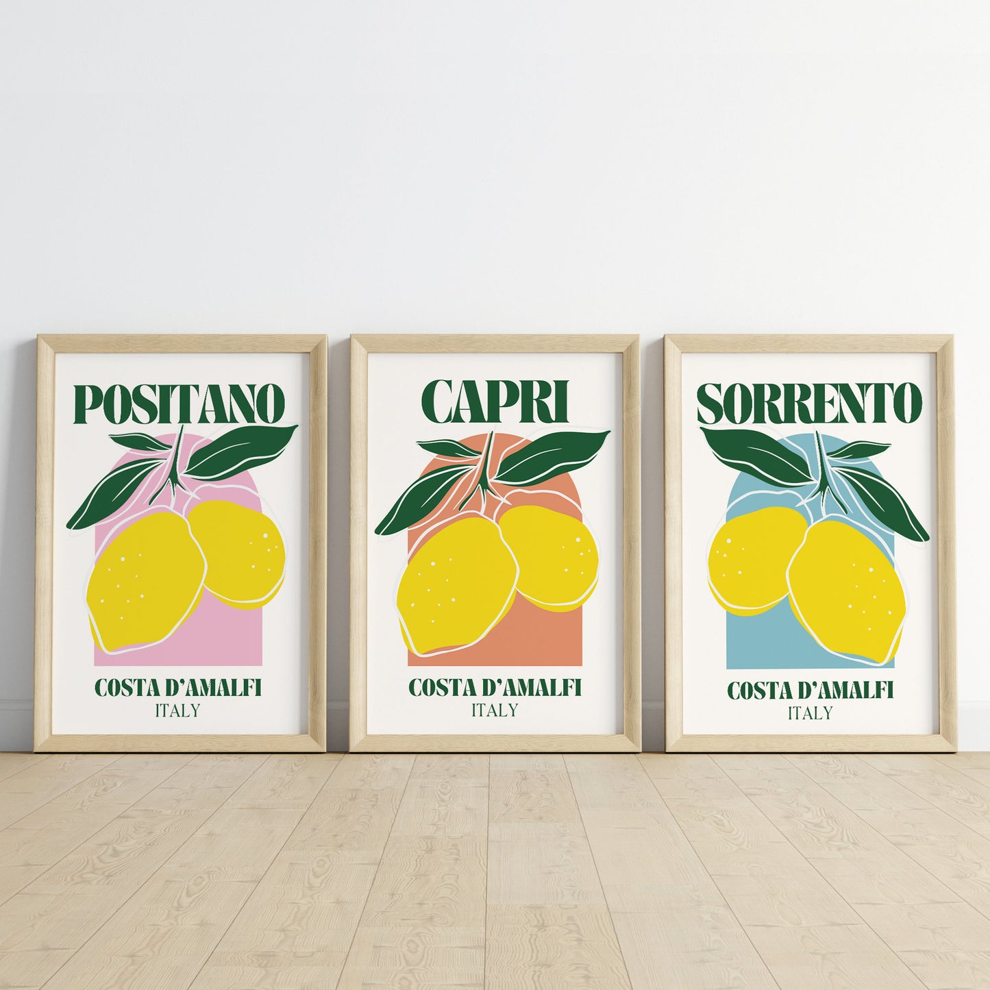 Capri - Amalfi Italy Print: Modern Italian Location Poster, Amalfi Coast Aesthetic, Home Decor, Lemon Illustration, Mediterranean, Travel