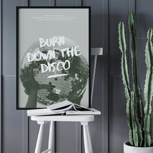 Panic Print - Disco Ball: Burn Down The Disco Song-Inspired Poster, Iconic Wall Art, 80s Music Home Decor, Retro Print, Manchester Band
