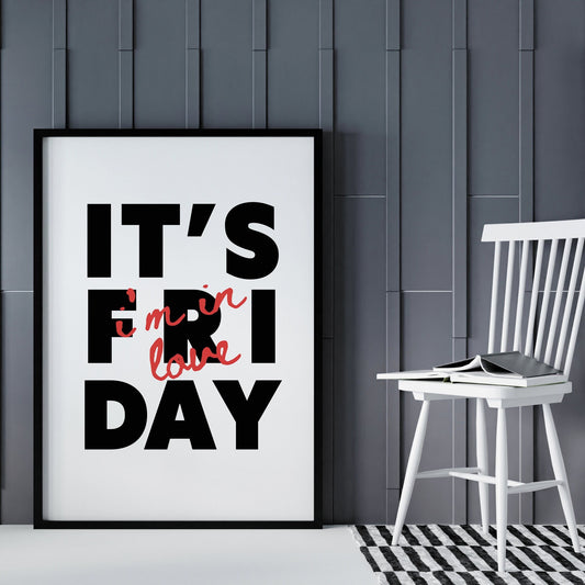 Friday I'm In Love - Black & Red Print: The Cure Lyric Poster, Song-Inspired Wall Art, Iconic Music, Alternative Home Decor Gift, Retro