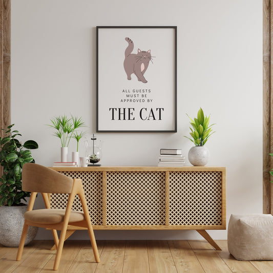 Must Be Approved By The Cat Design, Home Decor, Cat Lover Poster, Gift For Cat Lover, Cat Runs The House Poster, Quirky Cat Poster