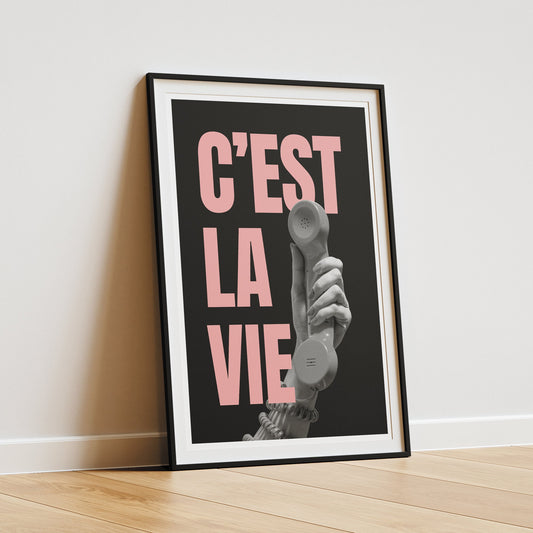 C'est La Vie - Phone Print: French Quote Poster, Wall Art, Affirmation Gift, Home Decor, Such Is Life, Modern Typography, Living Room Print