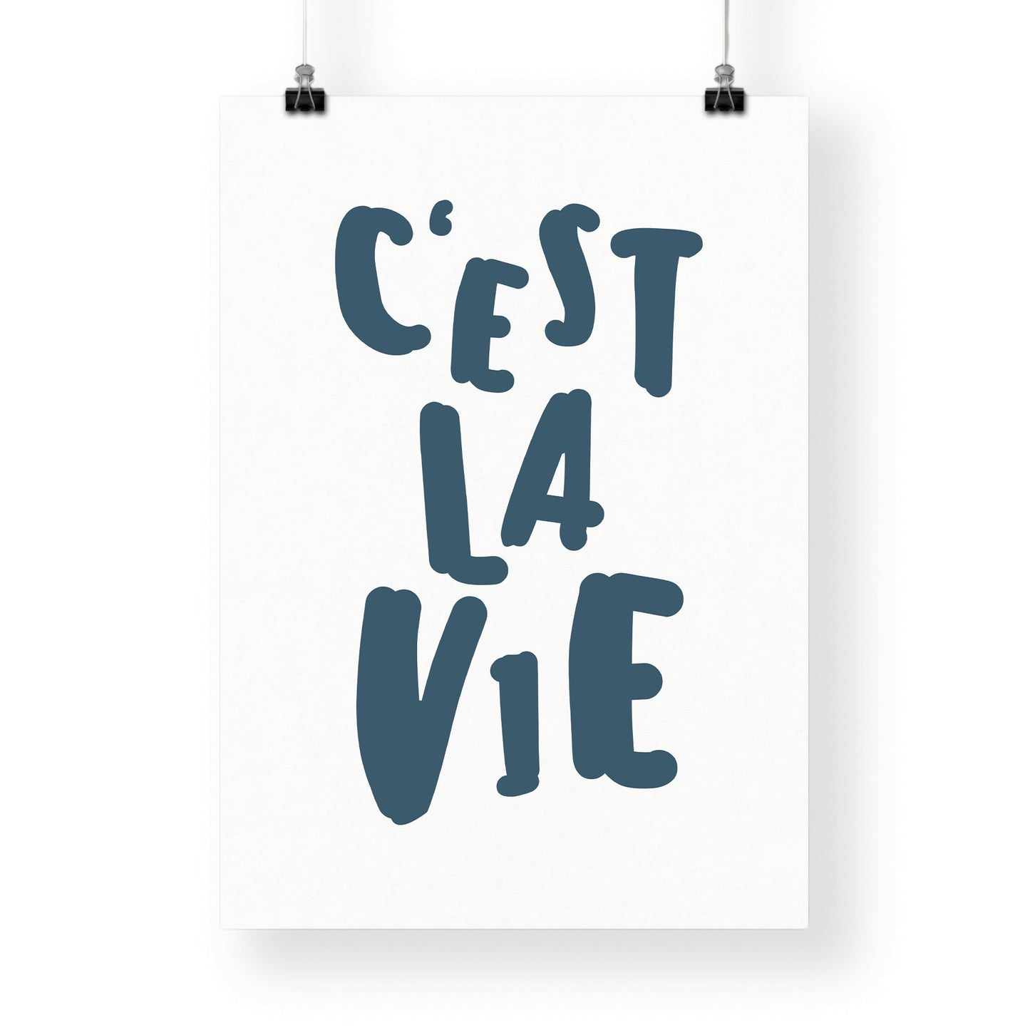 C'est La Vie - Bold & Blue Print: French Quote Poster, Wall Art, Affirmation Gift, Living Room Home Decor, Such Is Life, Modern Typography