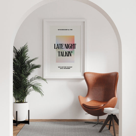 Late Night Talkin' - Multicolour Poster: Harry Styles Song-Inspired Gloss Print, Quote Poster, Home Decor, Unique Gift Idea For Music Lover