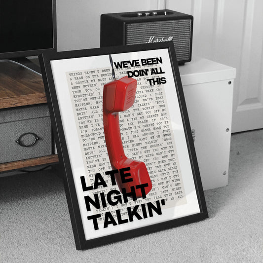 Late Night Talkin' - Red Phone Poster: Harry Styles Song-Inspired Gloss Print, Quote Poster, Home Decor, Unique Gift Idea For Music Lover