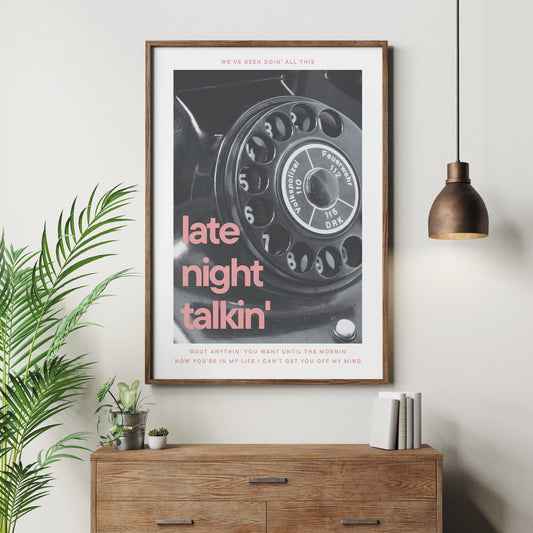 Late Night Talkin' - Rotary Dial Poster: Harry Styles Song-Inspired Gloss Print, Quote Poster, Home Decor, Unique Gift Idea For Music Lover