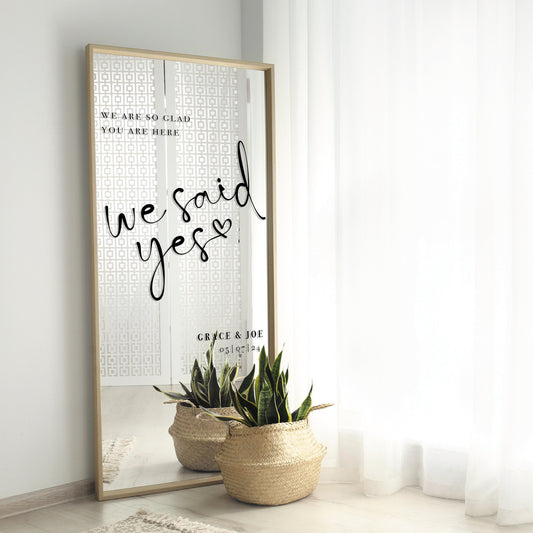 We Said Yes - Wedding Sticker: Vinyl Decal for DIY Wedding Sign, Personalised Wedding Mirror, Custom Sticker For Wedding Party Decor