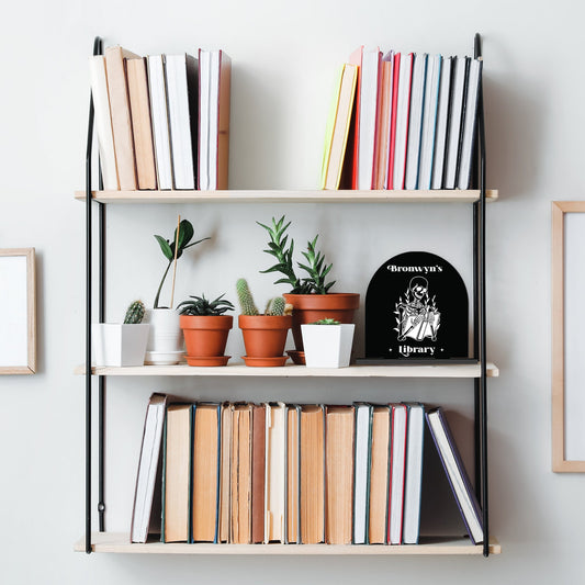 Personalised Name Library Sign, Acrylic Library Sign, BookShelf Accessory, Custom Book Lover Gift, Home Library, Bookish Decor.