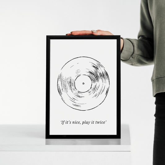Play It Twice - Vinyl Sketch Print: Vinyl Record Poster, Music Lover, Home Decor, Vinyl Collector, Retro Gallery Wall Art, Record player