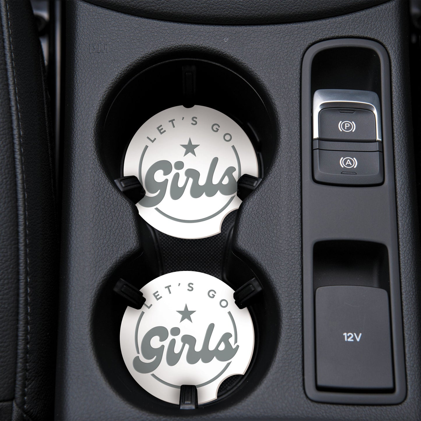 Let's Go Girls - Retro Star Car Coaster Set: Girly Car Accessory, Cowgirl Vibes Cup Holder Insert, Aesthetic Car Interior, Cute Gift For Her