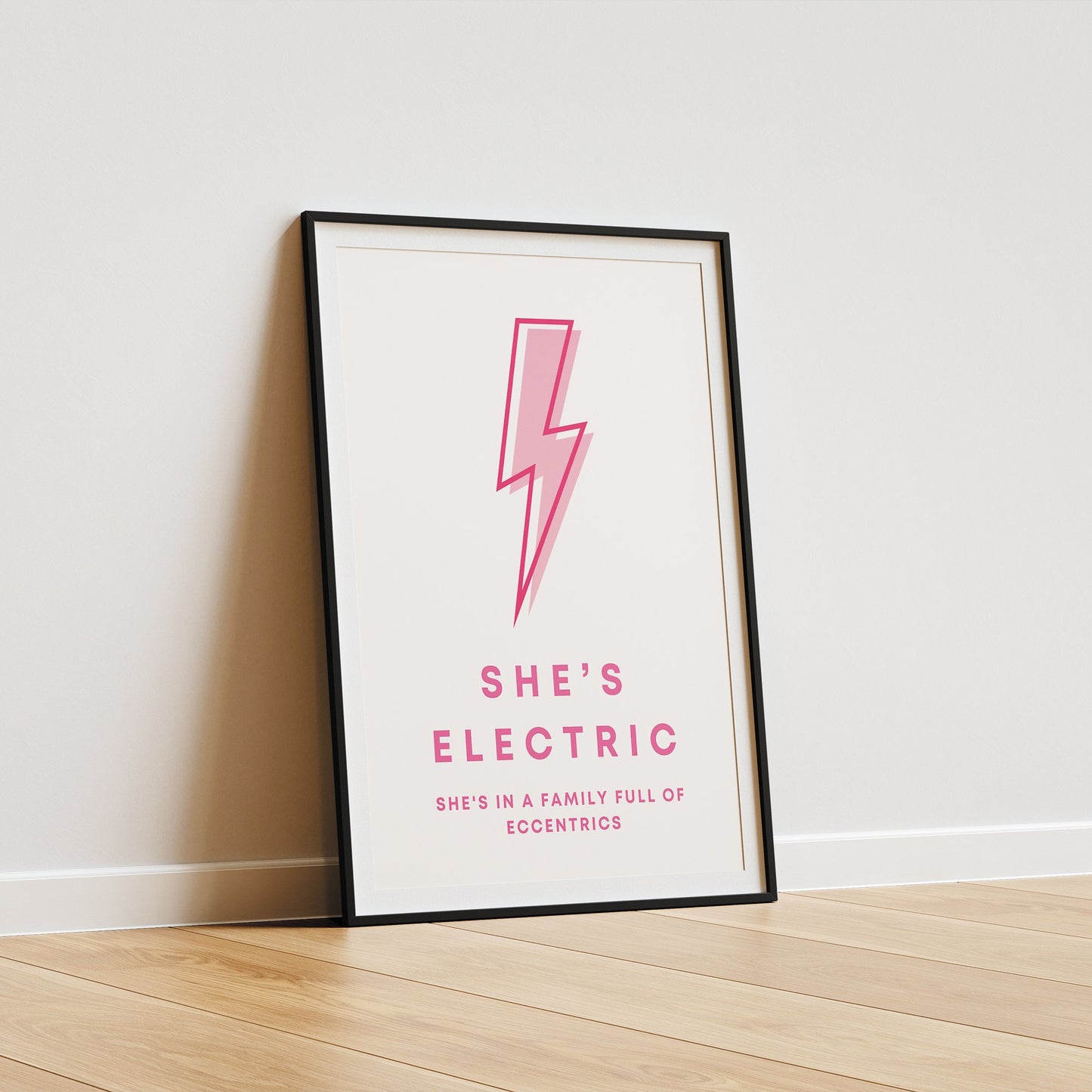 She's Electric - Pink Bolt Poster: Song-Inspired Gloss Print, Iconic Quote Wall Art, Britpop Home Decor, Retro Print, Music Lover