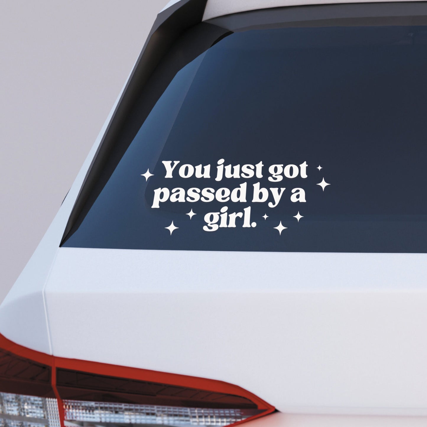 Passed By A Girl - Stars: Girly Car Sticker, Cute Car Accessory,  Funny Overtake Bumper Vinyl Decal, Window Sticker, Quote Sticker For Her