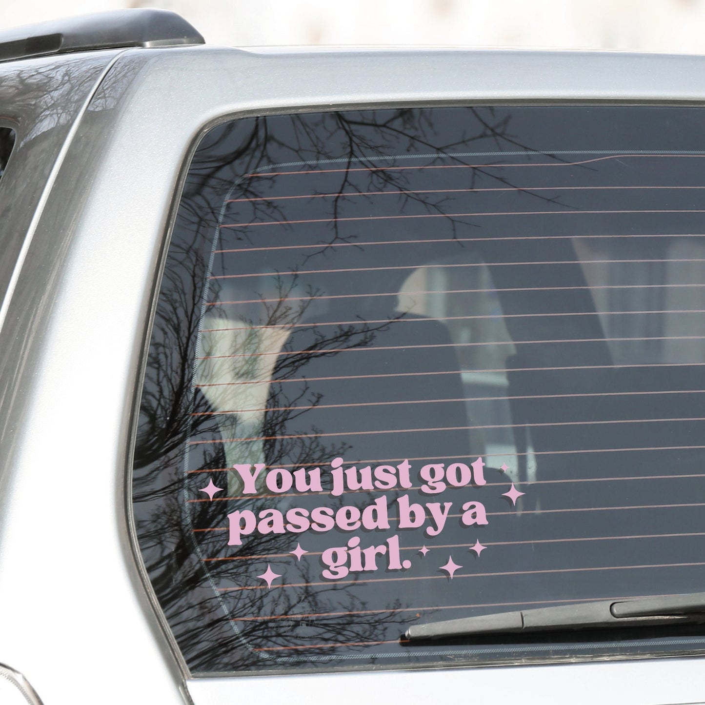 Passed By A Girl - Stars: Girly Car Sticker, Cute Car Accessory,  Funny Overtake Bumper Vinyl Decal, Window Sticker, Quote Sticker For Her