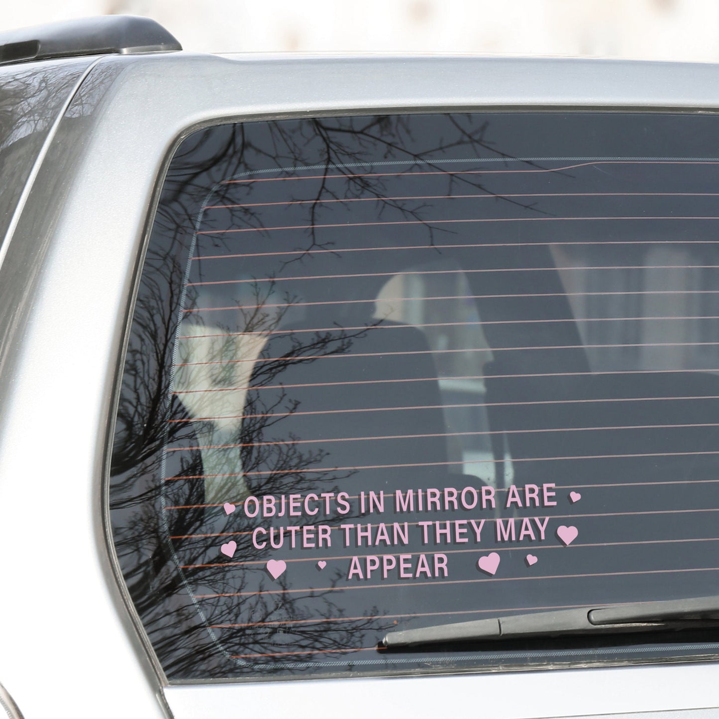 Objects In Mirror - Hearts: Girly Car Sticker, Cute Car Accessory,  Funny Bumper Vinyl Decal, Window Sticker, Quote Sticker For Her