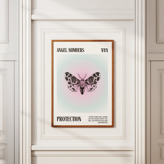 Angel Number 444 Protection Poster, Aura Prints, Spiritual Wall Art, Retro Gallery Wall Art, Affirmations, Trendy Decor, Bedroom Wall Art