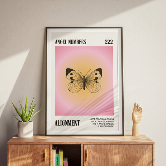 Angel Number 222 Alignment Poster, Aura Prints, Spiritual Wall Art, Retro Gallery Wall Art, Affirmations, Trendy Decor, Bedroom Wall Art