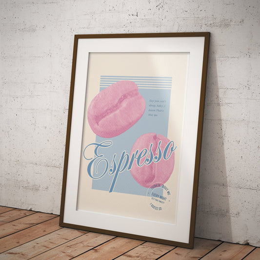 Espresso - Coffee Beans Poster: Sabrina Carpenter Song-Inspired Print, Lyrics Wall Art, Pop Culture, Home Decor, Unique Gift For Music Lover