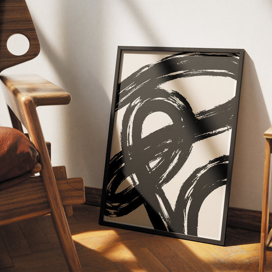 Abstract Black Paint Poster: Modern Art, Minimal Home Decor, Trendy Wall Art - Aesthetic Print For Bedroom, Entry Way, Living Room & More