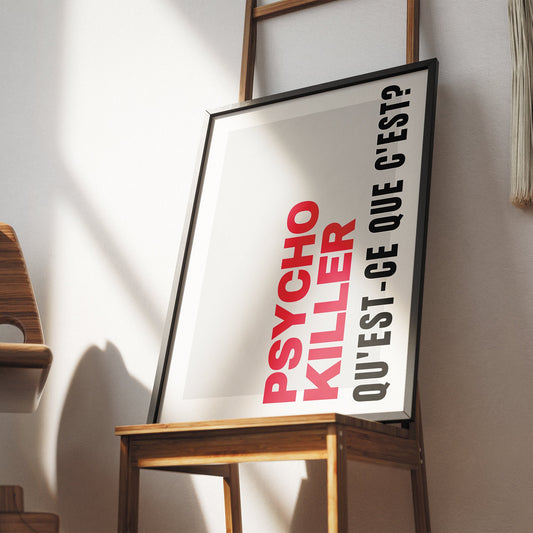 Psycho Killer - Vertical Text Print: Talking Heads Lyric Poster, Song-Inspired Wall Art, Iconic Music, Alternative Home Decor, Retro Print