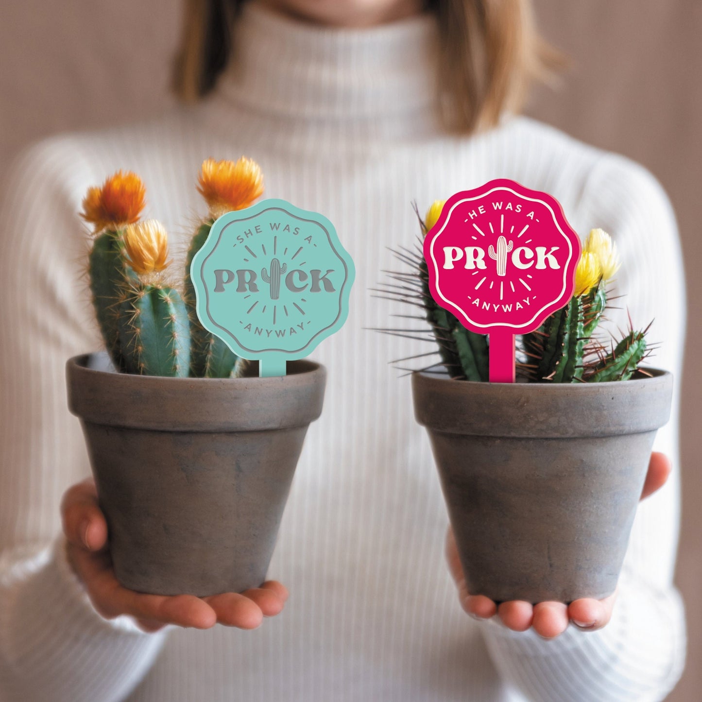 Prick Anyway - Central Cactus Plant Tag: Funny Breakup or Divorce Gift, Small Thoughtful Present, Plant Gift (3 Pronouns Available)