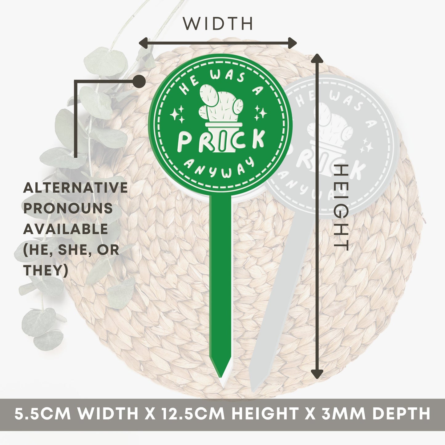 Prick Anyway - Potted Cactus Plant Tag: Funny Breakup or Divorce Gift, Small Thoughtful Present, Plant Gift (3 Pronouns Available)