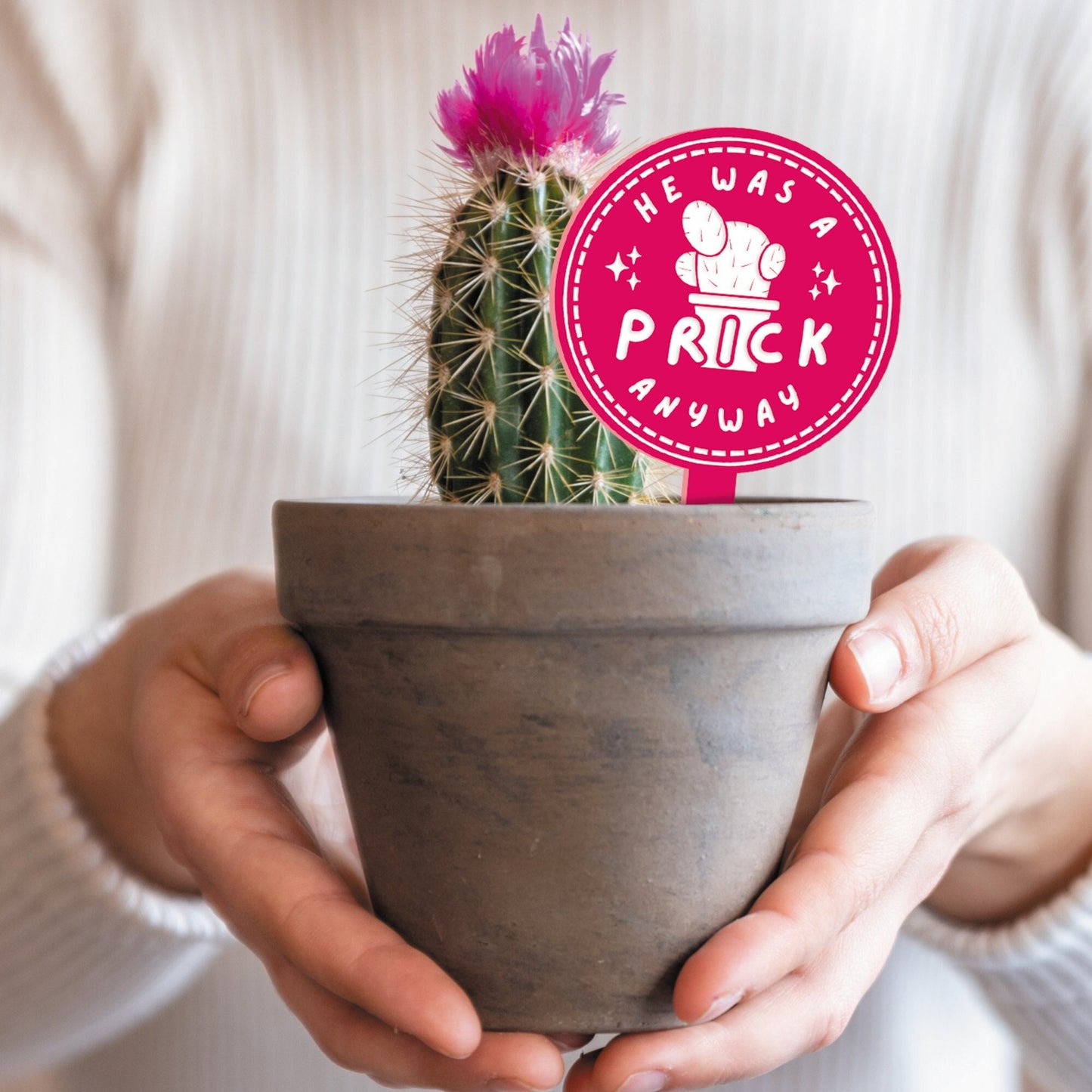 Prick Anyway - Potted Cactus Plant Tag: Funny Breakup or Divorce Gift, Small Thoughtful Present, Plant Gift (3 Pronouns Available)