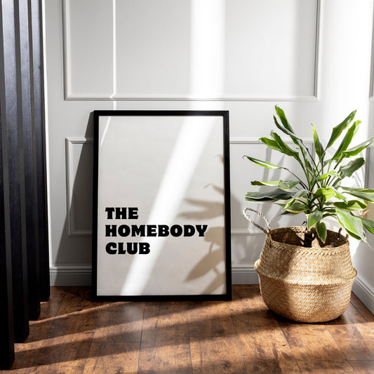 The Homebody Club Text Print, Trendy Wall Art, Retro Print, Bedroom Wall Art, Living Room Poster, Aesthetic Home Decor, Typography Print