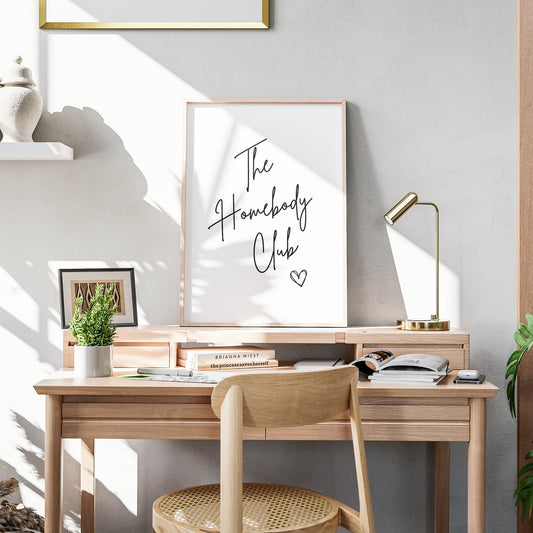 The Homebody Club Heart Print, Trendy Wall Art, Retro Print, Bedroom Wall Art, Living Room Poster, Aesthetic Home Decor, Typography Print