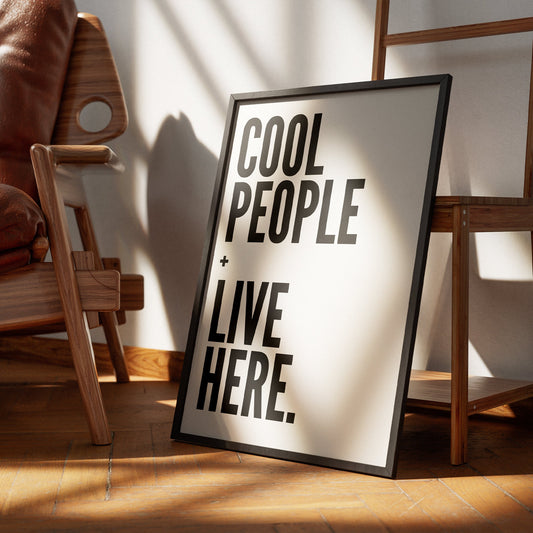 Cool People Live Here Bold Print, Trendy Wall Art, Retro Print, Wall Art, Living Room Poster, Aesthetic Home Decor, Typography Print