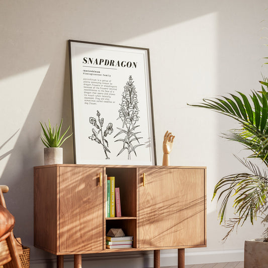 Plant Illustration - Snapdragon Poster: Botanical Print, Home Decor, Gallery Wall Art, Scientific Wall Art, Plant Lover, Nature Print