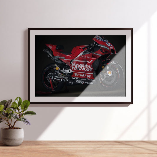 Ducati Desmosedici GP19 MotoGP 2019 Race Bike Poster: Motorbike Print, Racing Motorcycle, Home Decor, Motorcycle Gift, Memorabilia Wall Art